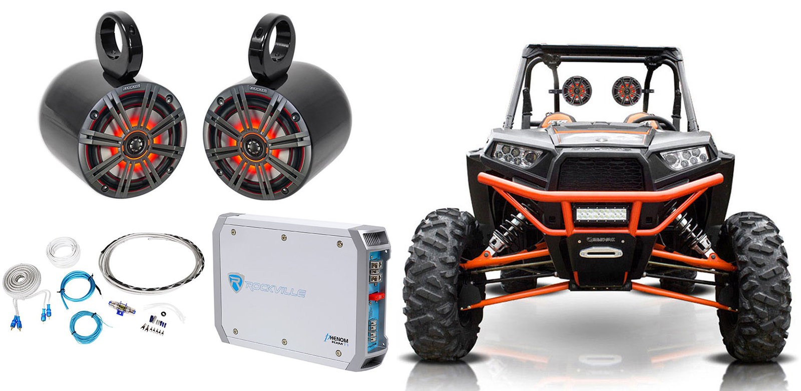 2 Колонки KICKER 45KM654L 65 LED Tower мощностью 390 Вт 2-канальный усилитель для RZRATVUTV 69290₽