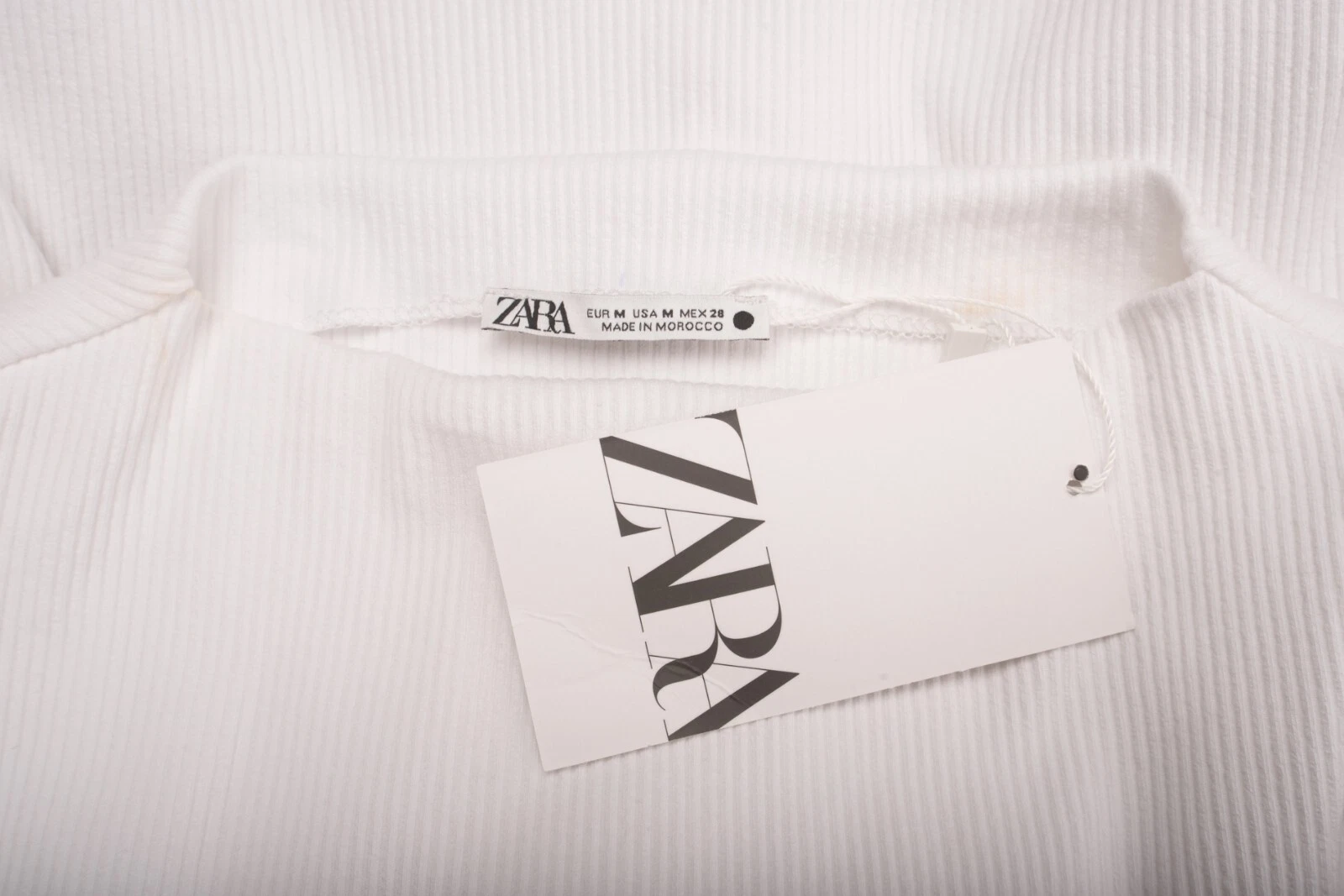 OFF WHITE Abito donna Zara midi linea A taglia M bianco kaki tasche grandi 0264 465 nuovo con etichetta