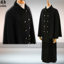 Women's Black 100 Wool Inverness Cape Gothic, Steampunk, Halloween black Coat