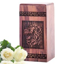 Lion Wood Cremation Urn for Adults, Perfect for Mother or Father's Ashes