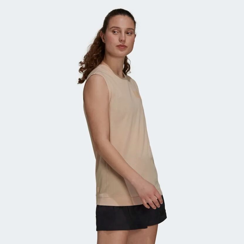 ADIDAS Women's Beige Parley Sleeveless Tee RRP £40 image 3