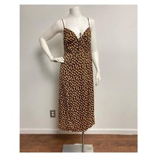 Urban Outfitters Mariah Lace Up Midi Dress Sz M Black Green Orange Heart-Print