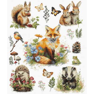 Luca-S Kreuzstich Stickpackung ''Waldtiere'', Zählmuster, 30x36cm