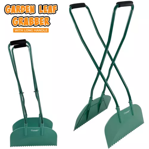 long handled leaf collecting rake grabs garden leaves tidy collector grabber image 1