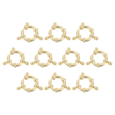 Spring Clasp, 10Pcs 14mm Spring Ring Clasp for Jewelry Making, Gold