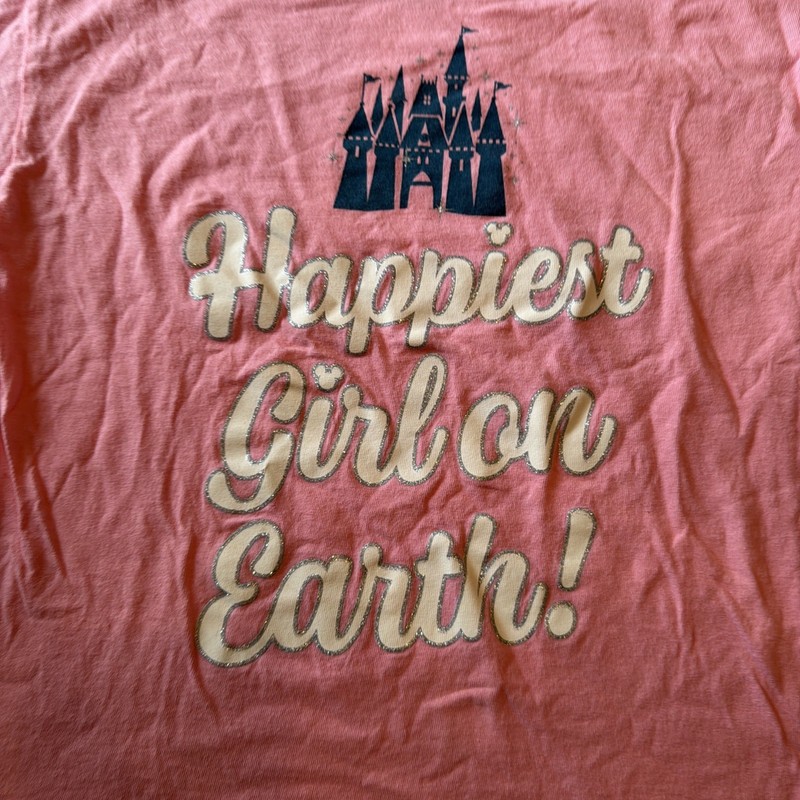 Disney Parks Girls XL “Happiest Girl On Earth” Pink T-shirt