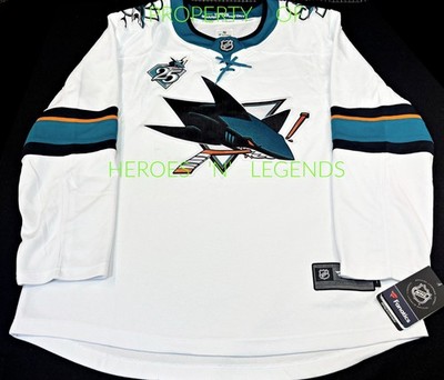 NWT-2X* SJ SHARKS W/ 25th ANNIVERSARY PATCH NHL LICENSED FANATICS HOCKEY  JERSEY