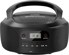 Greadio Portable CD Boombox Player AUX Input Type-C Powered Kids Seniors Black