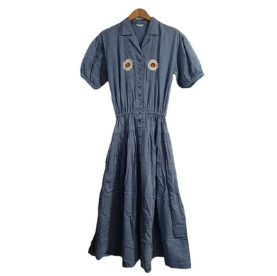 #ad Pinkhouse Blue Pintuck Embroidery Dress Size Approx 52quot; Length $191.36