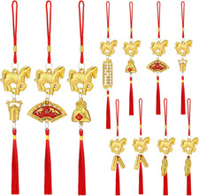 12 Pcs Chinese New Year Decorations 2026 Horse Feng Shui Lucky Charms with Red T