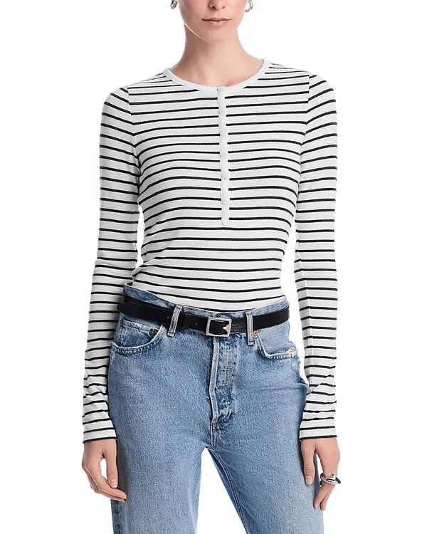 Rag & Bone $168 Knit Stripe Henley Top Long Sleeve small Womens NEW