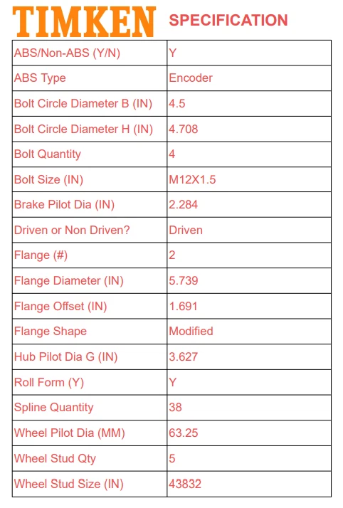 Conjunto de cojinete y buje de rueda delantera Timken para Ford Edge 2011-2014 Flex 2009-2018 Foto 2 de 4
