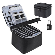 Hard Drive Case 14-Bay 3.5 Inch HDD Storage Bag Lock Shockproof Carrying
