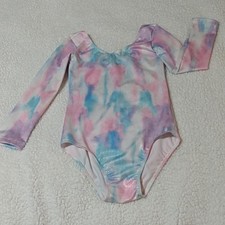 Kids Girls Tie Dye Sparkle Long Sleeve Gymnastics Leotard Ballet Size 110