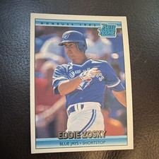 1992 Donruss Rated Rookie Eddie Zosky #8 Toronto Blue Jays Baseball Card. rookie card picture
