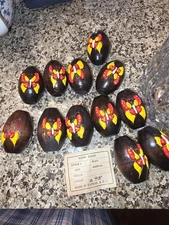 Vintage Wood Macrame Large Beads Lot of 12 Butterfly  large