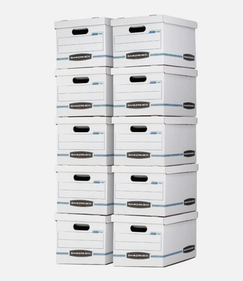 Bankers Box Basic Duty Letter/Legal File Storage Box with Lids, 10 Pack, White