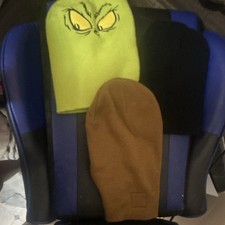 Grinch Theme Green Face Hood/Mask Costume Accessory Set w/ Brown Hat