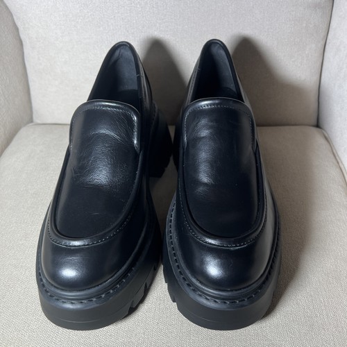 New Michael Kors Womens 8 Black Leather Loafers Shoes Platform Chunky Y2K Style - Picture 8 of 11