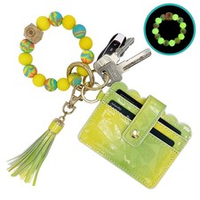 Keychain Wallet Wristlet Small Credit Bracelet Key Chain Purse Bangle Tassel ...