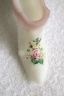 Vintage Fenton 6" Hand Painted White & Pink Satin Glass Shoe - Artist Signed — photo 3