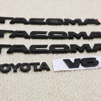 #ad For 2005 2015 Tacoma Letter Matte Black Adhesive Emblem Door Badges Kit V6 5pcs $28.99