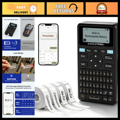 Bluetooth Label Maker Machine with Keyboard & 4 Tapes - Portable, Easy to Use