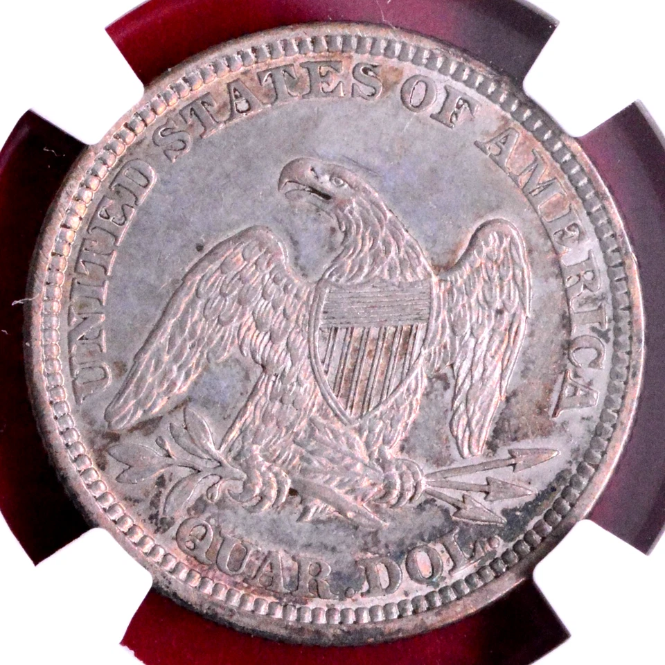 NGC AU! 1861 SEATED LIBERTY QUARTER - Image 4 of 4