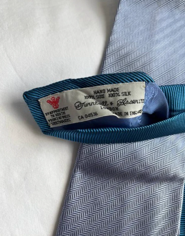 Turnbull & Asser London 100% Seda Juego de 2 Corbatas Azul Hechas a Mano Inglaterra Foto 4 de 4