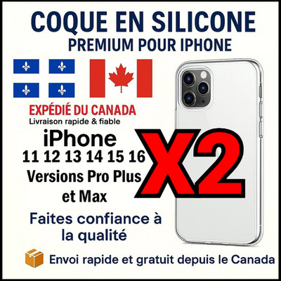 Lot 2 Coques transparente pour Apple Iphone 11 12 13 14 15 16 Pro Plus Max