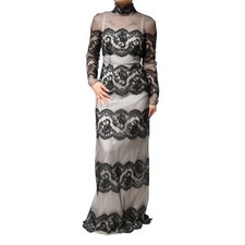 DOLCE & GABBANA Kleid Schwarz Weiß Spitze Se...