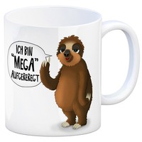 Kaffeebecher Mit Faultier Motiv Und Spruch: Ich Bin Mega Aufgeregt Becher Tasse