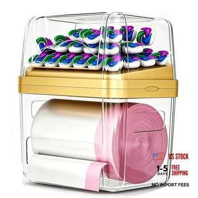 2-in-1 Trash Bag Dispenser & Laundry/Dishwasher Pods Container, Clear Acrylic