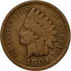 1904 Indian Head Cent Good-Fine (G-F) Average Circulated Condition Copper Penny