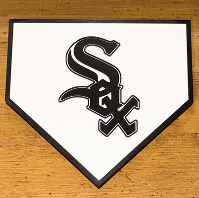 Chicago White Sox Home Plate 3D Printed Sign | Black White Hanging Wall Decor