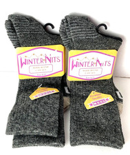 2 Pairs Of Winter Nits Wool Blend Casual Socks Womens 9-11 Brand New