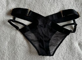 bordelle signature panelled suspender brief, black, size S