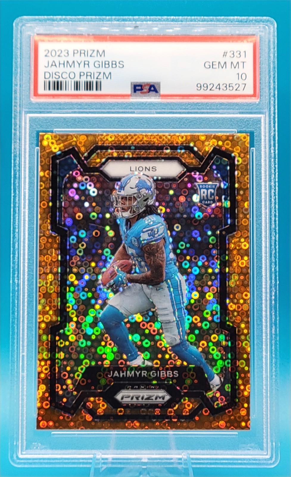 2023 Panini Prizm Rookies Jahmyr Gibbs #331 Disco Prizm (RC) PSA 10 Lions