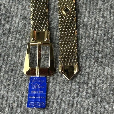 Vintage Whiting Davis slinky gold metal mesh skinny belt XL 