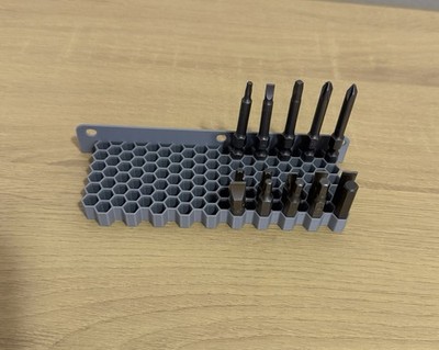 Hex Bit Holder Organizer   120 Slot Wall Mount   GRAY PETG   1/4  Bits