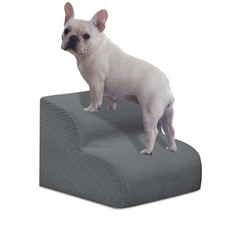 Dog Stairs  Steps for High Beds, 2 Steps High Density Foam Waterproof Dog Ra...