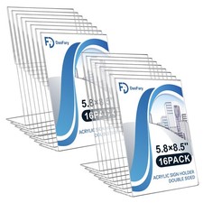 Acrylic Sign Holder 5.8 x 8.5,L Shape Slanted Back Clear Sign Holder Plastic ...