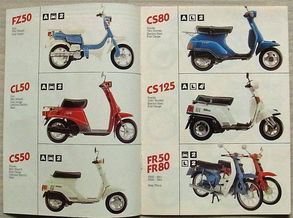 SUZUKI MOTORCYCLES Sales Brochure c1984 FZ50 TS125N GS550EZ GSX1100ES GP125 FR80 - Image 2 of 4