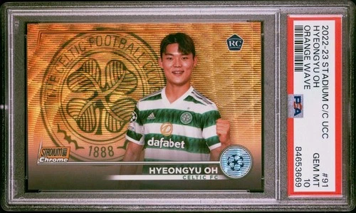 2022-23 Topps Stadium Club Orange Wave Refractor Hyeongyu Oh RC /25 PSA 10