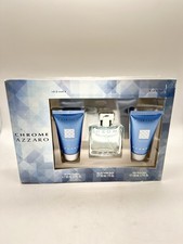 3-Piece Chrome Azzaro Gift Set EDT Spray Shampoo After Shave Balm - NWOB
