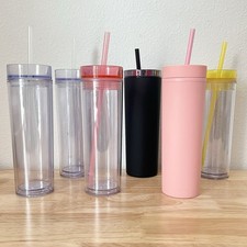 Lot Of 6 Blank 16oz Plastic Tumblers Crafting