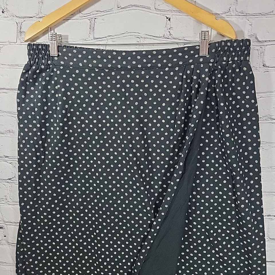 Falda De Colección Años 90 Elisabeth Liz Claiborne Talla Grande 3 Estampado Negro Algodón Modesto Envoltura Foto 3 de 4