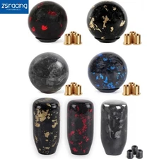 Universal Forged Carbon Fiber Manual Car Gear Shift Knob Lever Shifter +Adaptes
