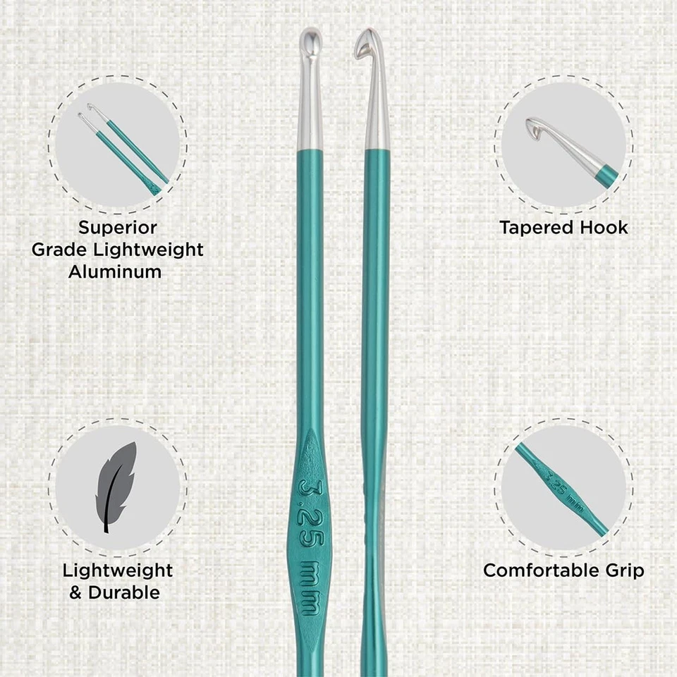 Juego de ganchos de ganchillo KnitPro Zing 12 tamaños de EE. UU. 2 mm-6 mm herramientas de tejer de un solo extremo Foto 3 de 4