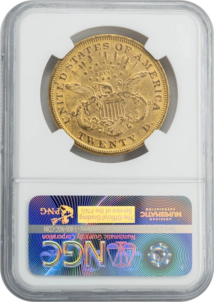 1870-S $20 золото Liberty гранит леди клад MS61 NGC 950514-22 - Изображение 2 из 4